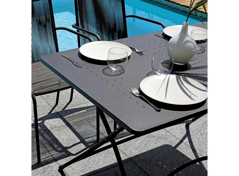 Estrutura dobrável para mesa externa de ferro cinza antracite - Babeth Viadurini