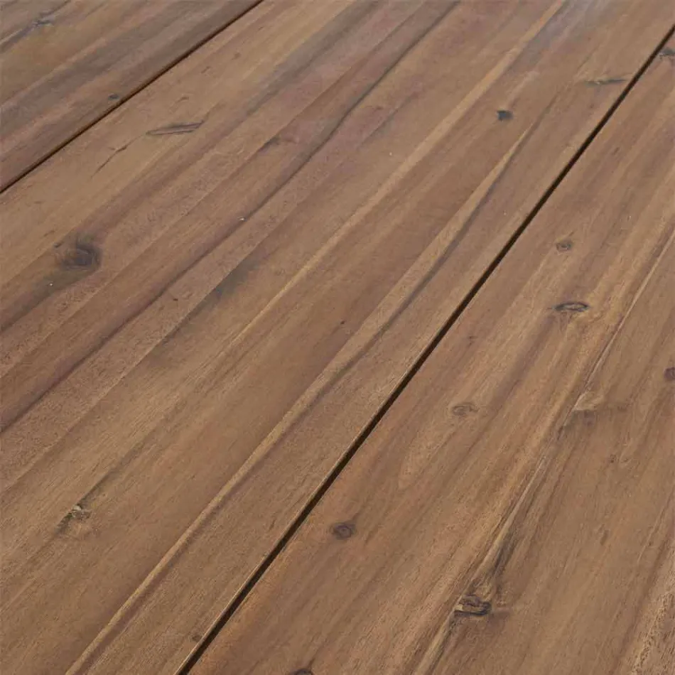 Mesa Externa em Madeira de Acácia com Pernas em Aço Pintado - Sheldon Viadurini