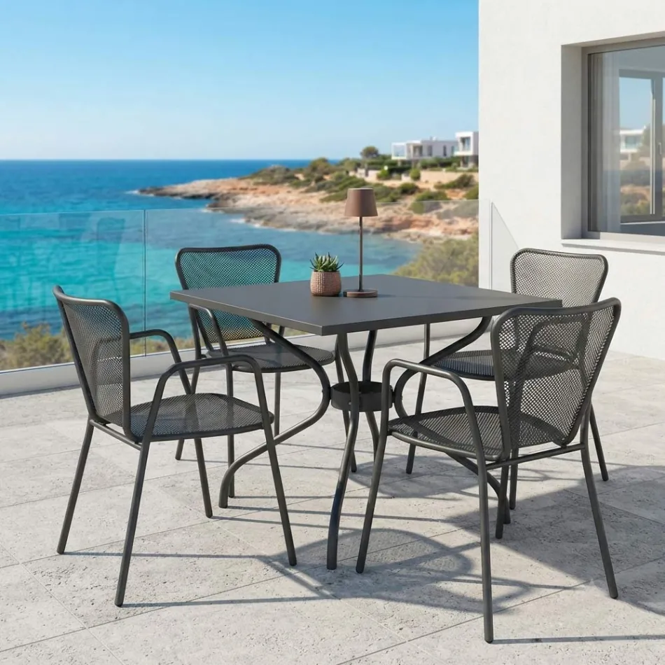 Mesa de exterior Lirion em metal pintado, disponível em dois tamanhos, fabricada na Itália. Viadurini