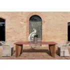 Mesa Externa em Microcimento Okumè e Acabamento Teca Fabricado na Itália - Lápis Viadurini