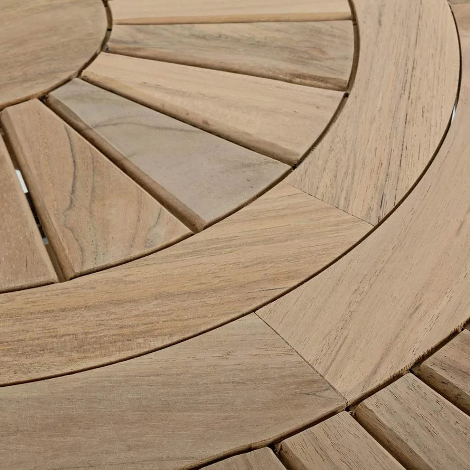 Mesa Externa de Teca com Tampo Central Giratório, Homemotion - Dimitris Viadurini