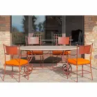 Mesa externa de travertino com inserções de mosaico feita na Itália - elegante Viadurini