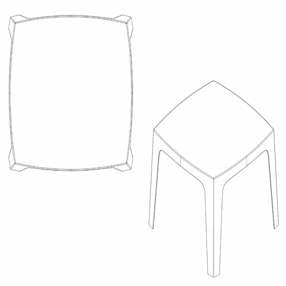 Mesa quadrada de exterior sólida por Vondom em polipropileno, design Viadurini