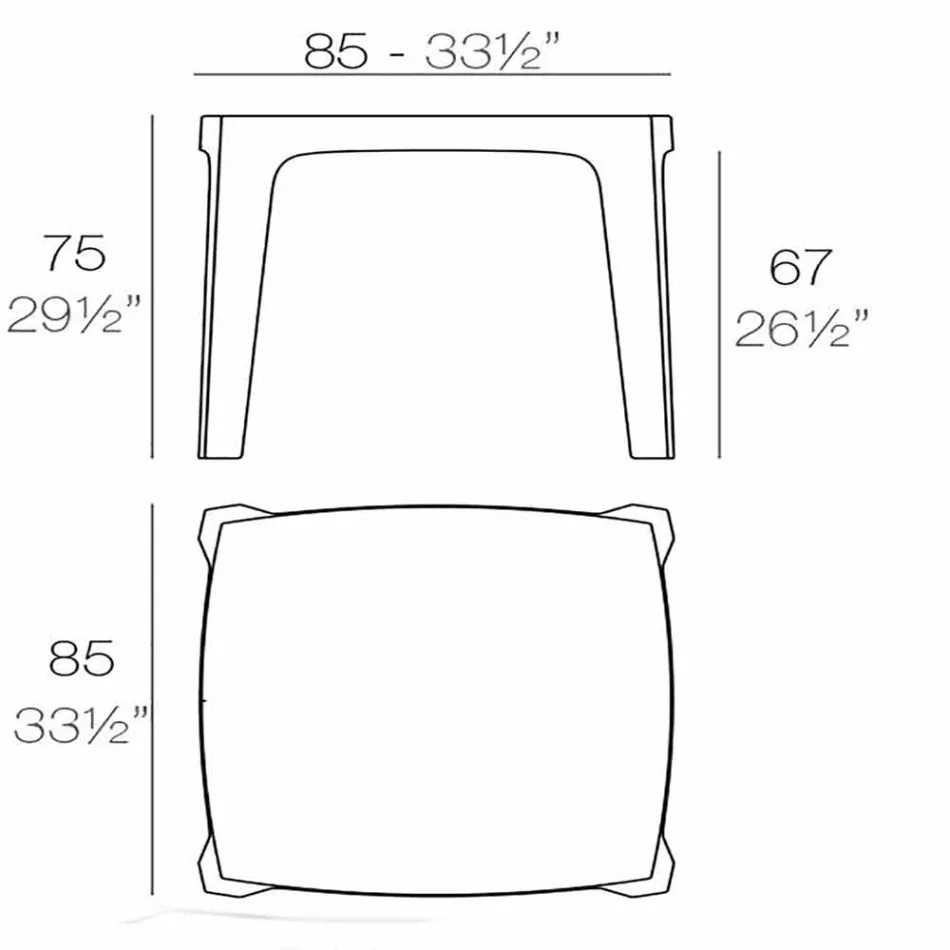 Mesa quadrada de exterior sólida por Vondom em polipropileno, design Viadurini