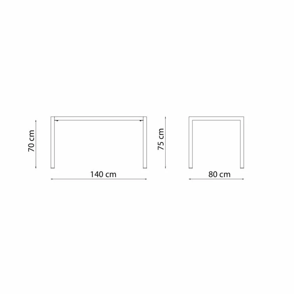 Mesa de exterior autonivelante retangular de metal fabricada em Itália - Binda Viadurini