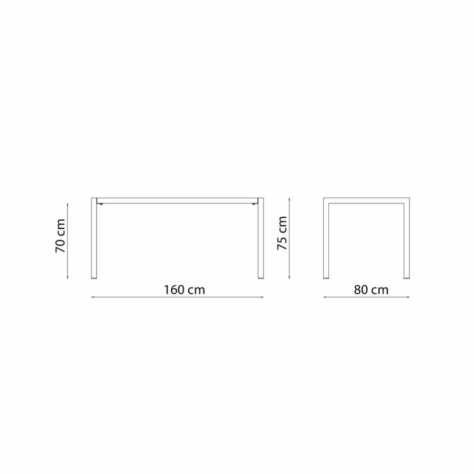 Mesa de exterior autonivelante retangular de metal fabricada em Itália - Binda Viadurini