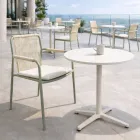 Mesa Redonda de Exterior Diâmetro 75 cm em Alumínio Bege - Brisea Viadurini