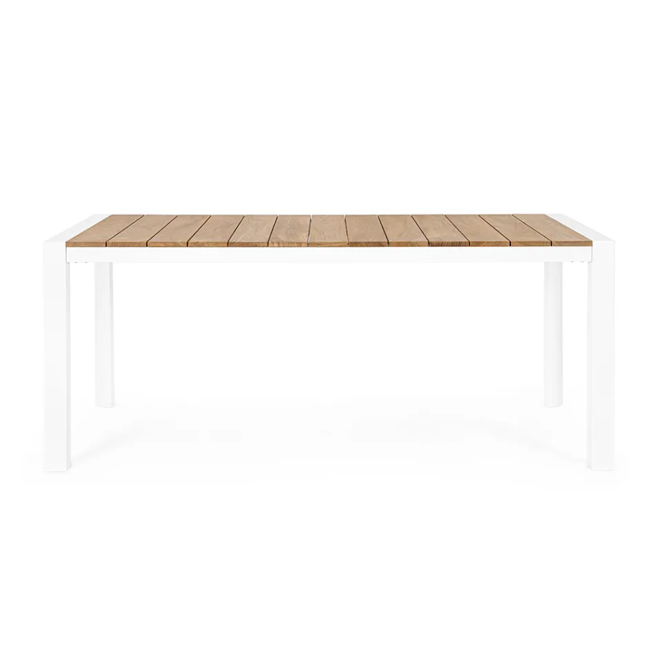 Mesa de Jardim 180x90 cm com Base em Alumínio e Tampo em Teca - Média Viadurini