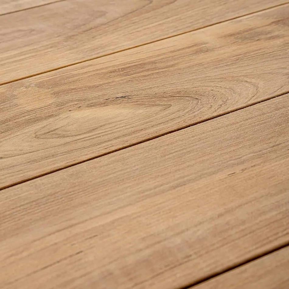 Mesa de Jardim 180x90 cm com Base em Alumínio e Tampo em Teca - Média Viadurini