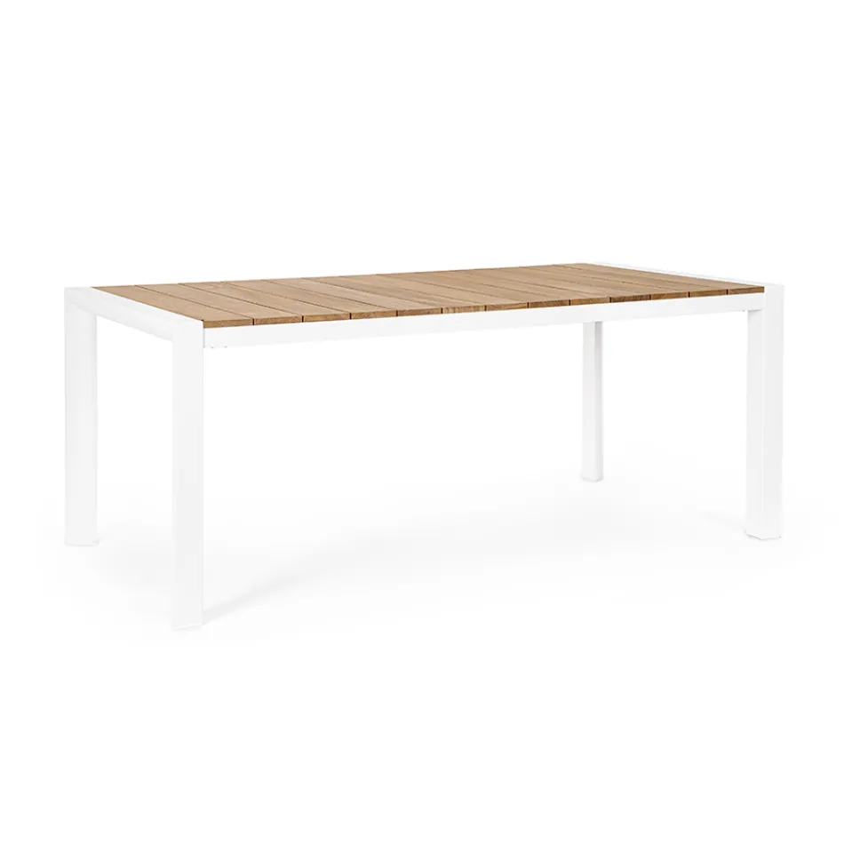 Mesa de Jardim 180x90 cm com Base em Alumínio e Tampo em Teca - Média Viadurini