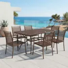 Mesa de jardim em tela metálica de 180 cm, fabricada na Itália - Lirion Viadurini