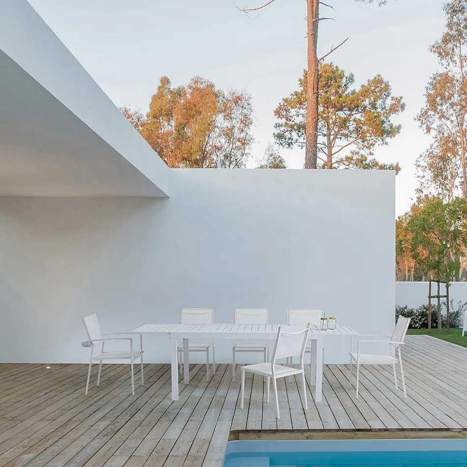Mesa extensível de jardim até 240 cm em alumínio branco ou cinza - Franz Viadurini