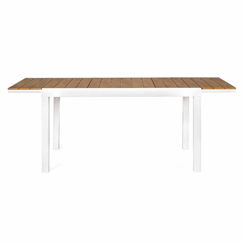 Mesa de jardim extensível em alumínio branco moderno Homemotion - Sciullo Viadurini