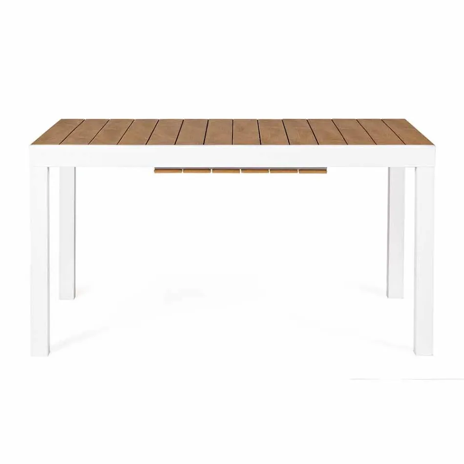 Mesa de jardim extensível em alumínio branco moderno Homemotion - Sciullo Viadurini