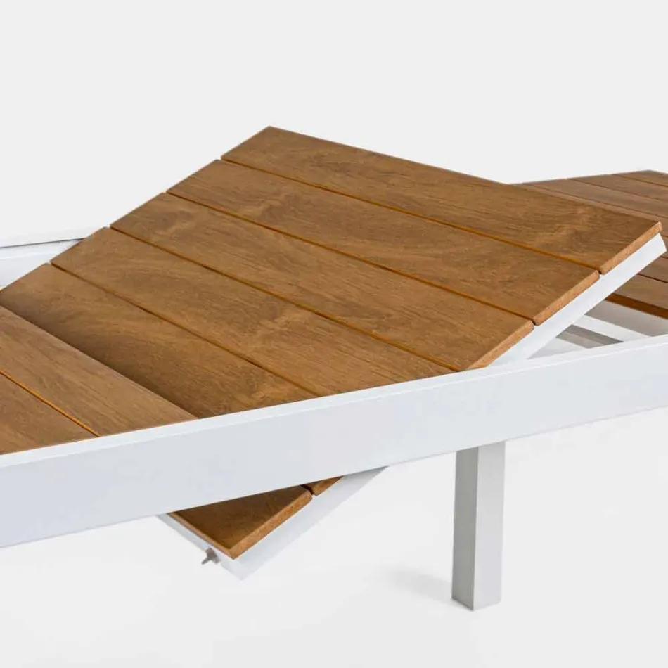 Mesa de jardim extensível em alumínio branco moderno Homemotion - Sciullo Viadurini