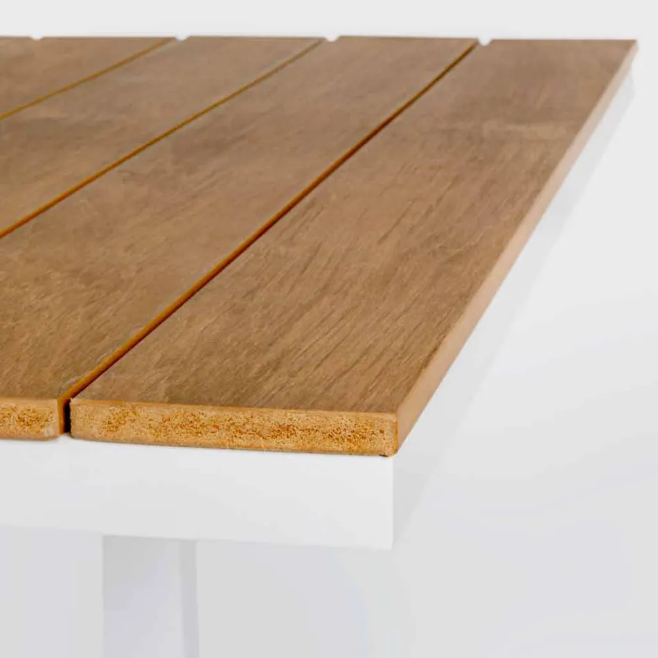 Mesa de jardim extensível em alumínio branco moderno Homemotion - Sciullo Viadurini