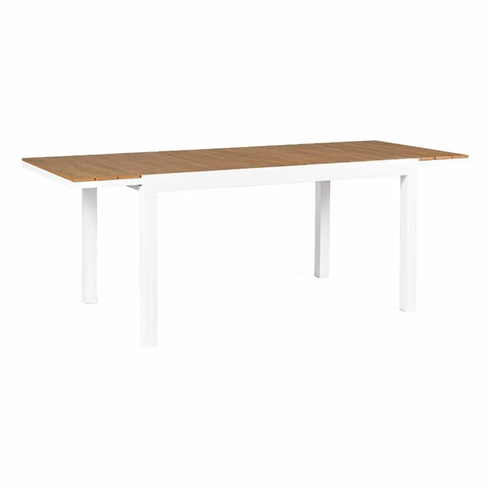 Mesa de jardim extensível em alumínio branco moderno Homemotion - Sciullo Viadurini