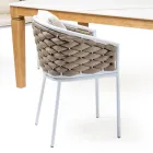 Mesa de Jardim com 4 Cadeiras em Alumínio e Tecelagem - Artes Viadurini