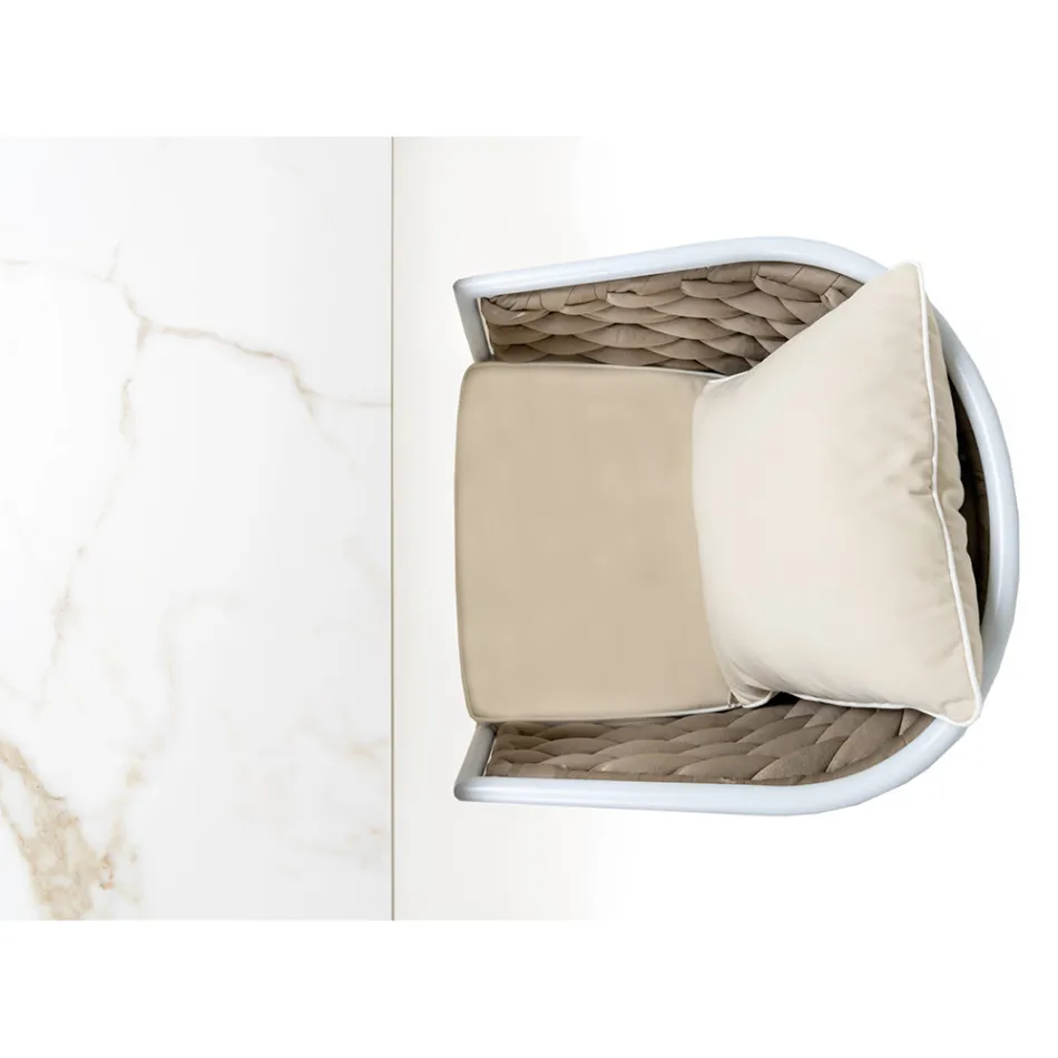 Mesa de Jardim com 4 Cadeiras em Alumínio e Tecelagem - Artes Viadurini