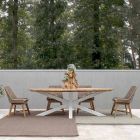 Mesa Jardim com Tampo em Teca e Base em Alumínio Homemotion - Leotto Viadurini