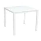 Mesa de jardim com estrutura de alumínio pintado e tampo de vidro - Salim Viadurini