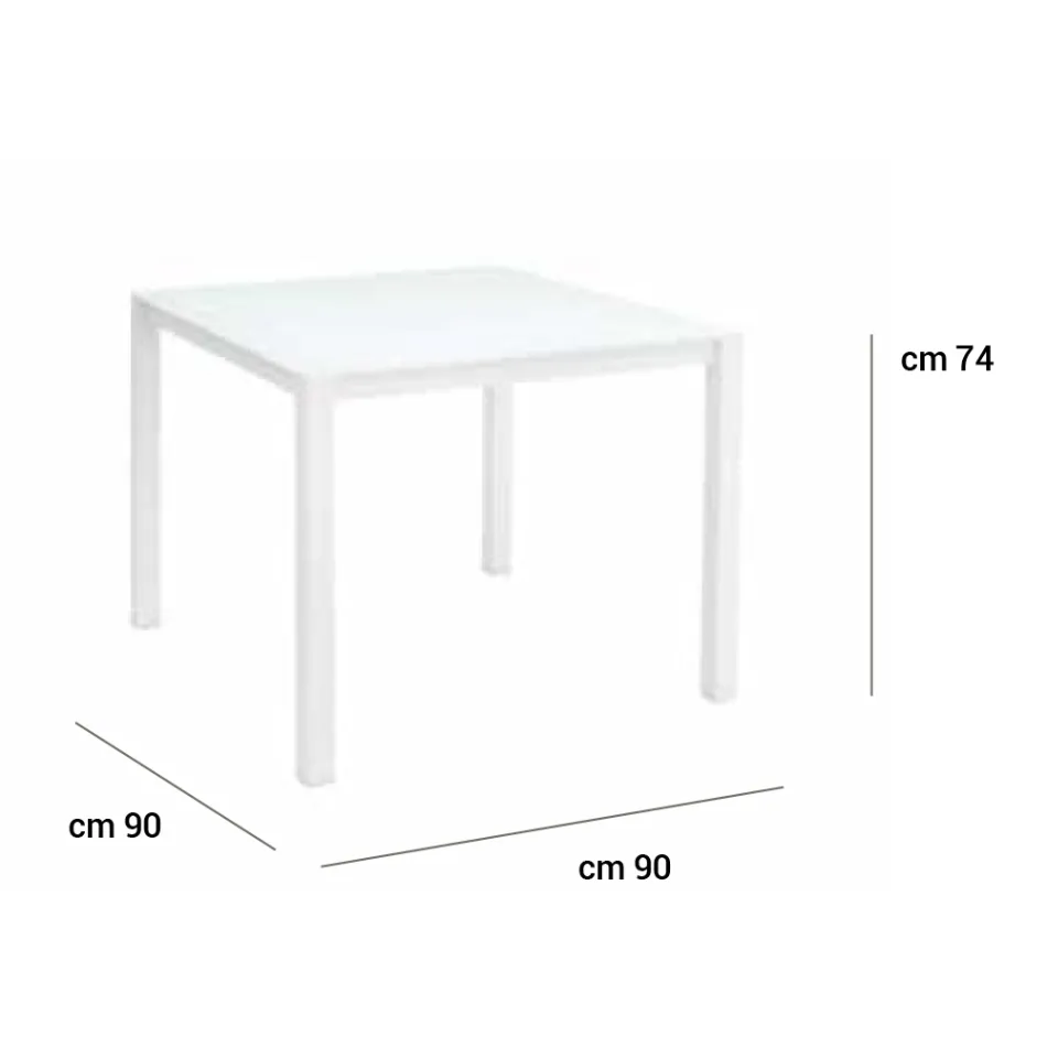 Mesa de jardim com estrutura de alumínio pintado e tampo de vidro - Salim Viadurini