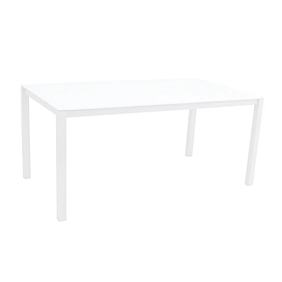 Mesa de jardim com estrutura de alumínio pintado e tampo de vidro - Salim Viadurini