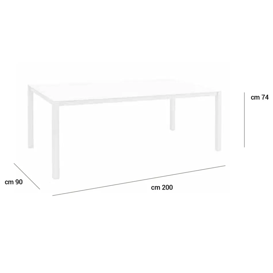 Mesa de jardim com estrutura de alumínio pintado e tampo de vidro - Salim Viadurini