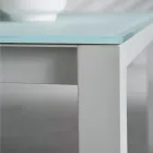 Mesa de jardim com estrutura de alumínio pintado e tampo de vidro - Salim Viadurini