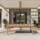 Mesa de jardim com estrutura em teca natural escovada - Artes Viadurini