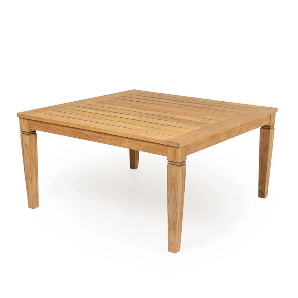 Mesa de jardim com estrutura em teca natural escovada - Artes Viadurini