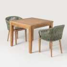 Mesa de jardim com estrutura em teca natural escovada - Artes Viadurini