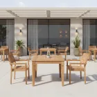 Mesa de jardim com estrutura em teca natural escovada - Artes Viadurini