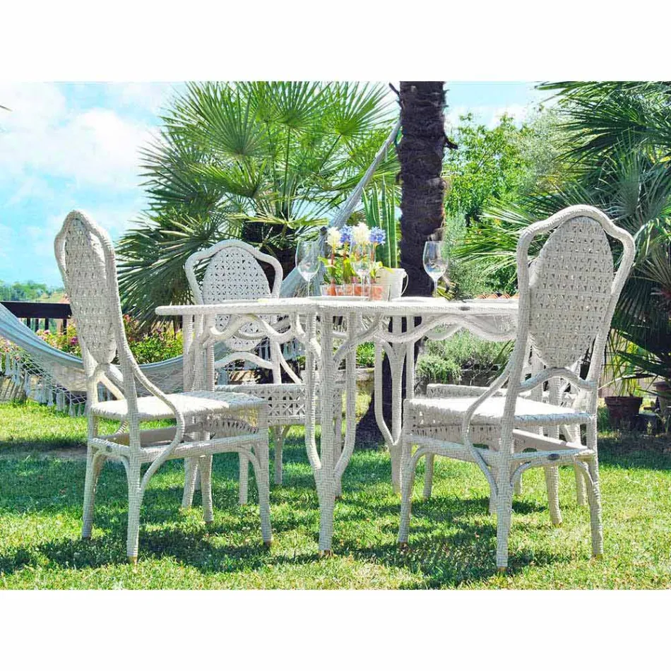 Mesa com design de jardim top de vidro Romeo, feito à mão Viadurini