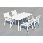 Mesa de jardim em alumínio branco e design moderno laminado - Oceania2 Viadurini