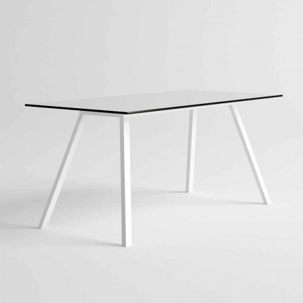 Mesa de jardim em alumínio branco e design moderno laminado - Oceania2 Viadurini