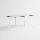 Mesa de jardim em alumínio branco e design moderno laminado - Oceania2 Viadurini
