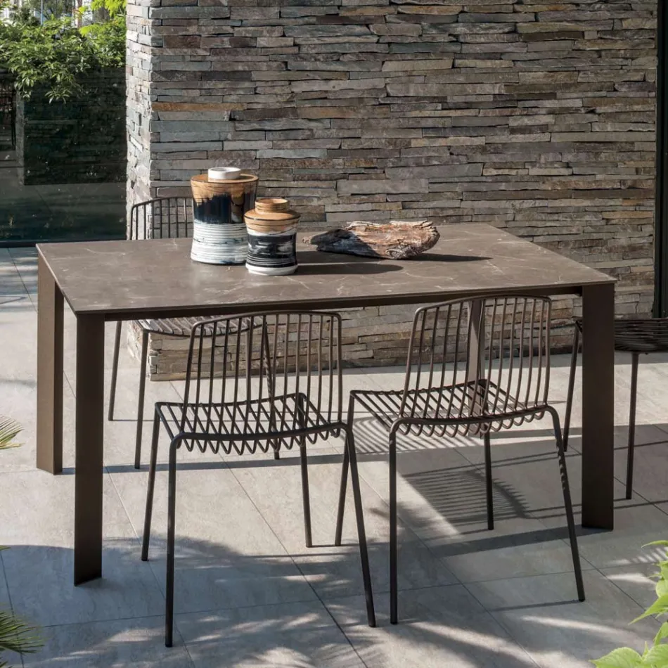 Mesa de jardim HPL com estrutura de alumínio fabricada na Itália - Carl Viadurini