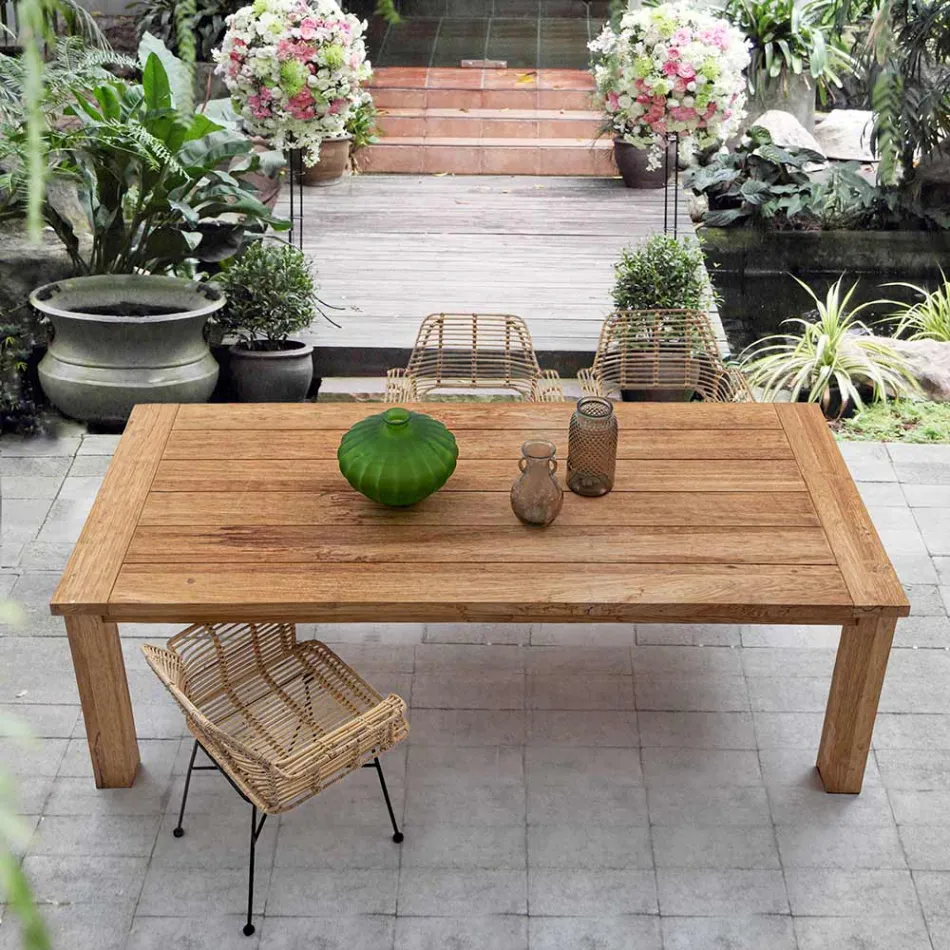 Mesa de jardim em madeira de teca design, 8 lugares Homemotion - Hunter Viadurini