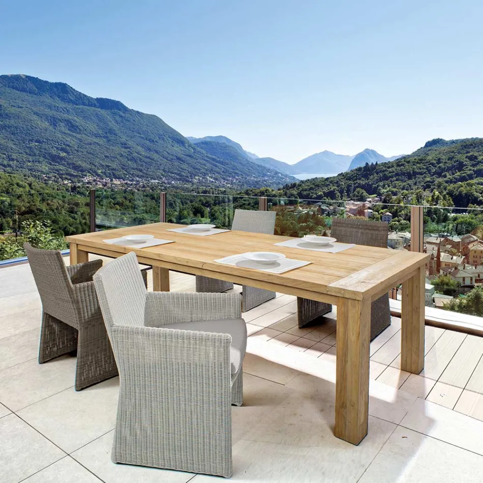 Mesa de jardim em madeira de teca design, 8 lugares Homemotion - Hunter Viadurini