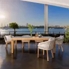 Mesa de jardim em teca natural e tampo de cerâmica - Artes Viadurini