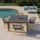 Mesa de jardim em teca natural e tampo de cerâmica - Artes Viadurini