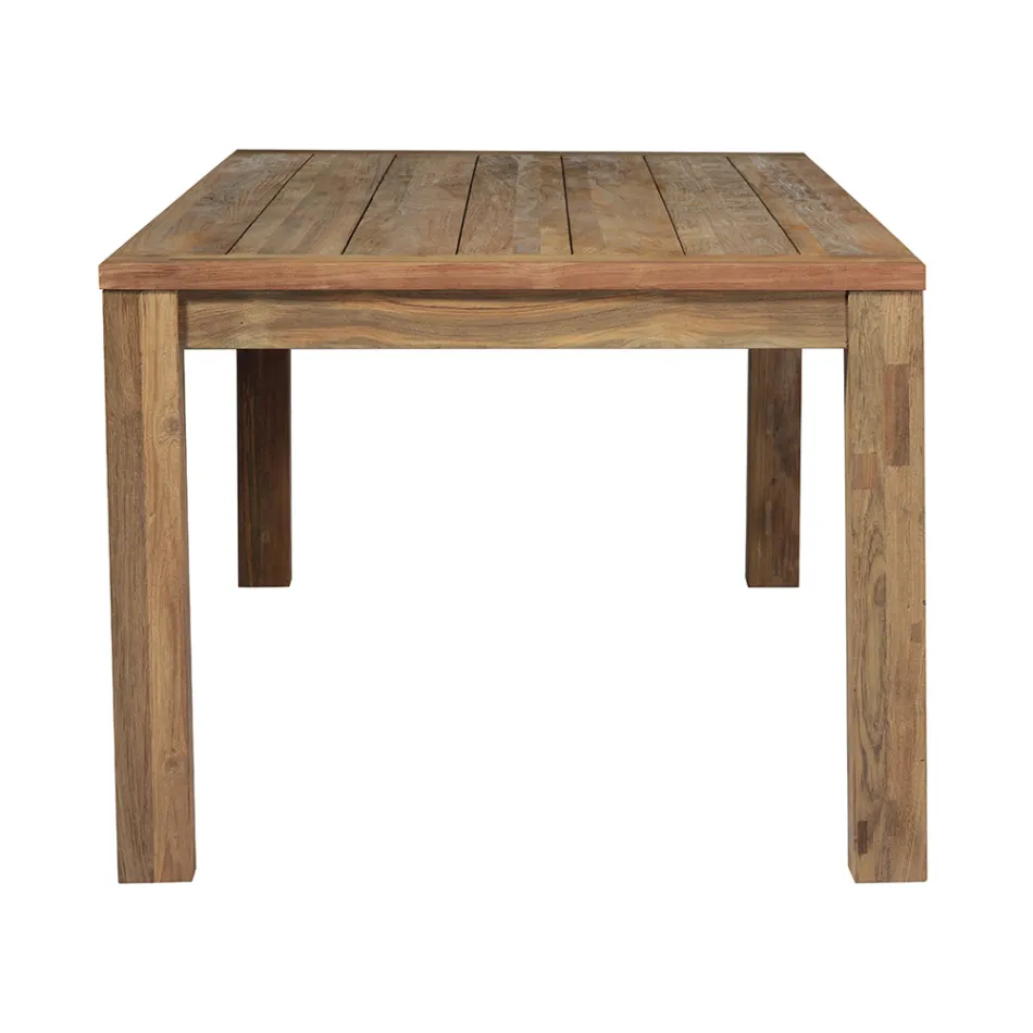 Mesa retangular de jardim feita de teca reciclada - Elianto  Viadurini