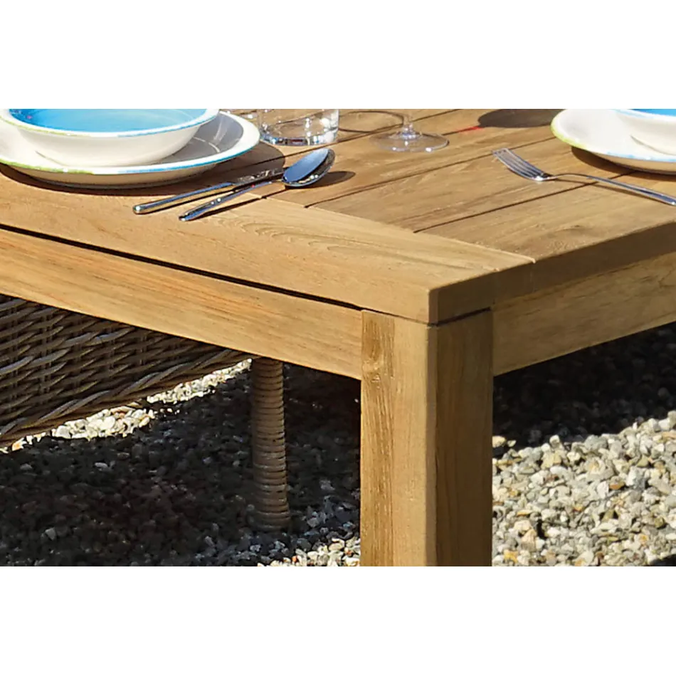 Mesa retangular de jardim feita de teca reciclada - Elianto  Viadurini