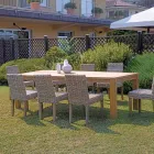 Mesa retangular de jardim feita de teca reciclada - Elianto  Viadurini
