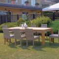 Mesa retangular de jardim feita de teca reciclada - Elianto 