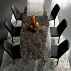 Mesa de jantar em formato de barril em hipermármore e aço fabricado na Itália, luxo - Grotta Viadurini