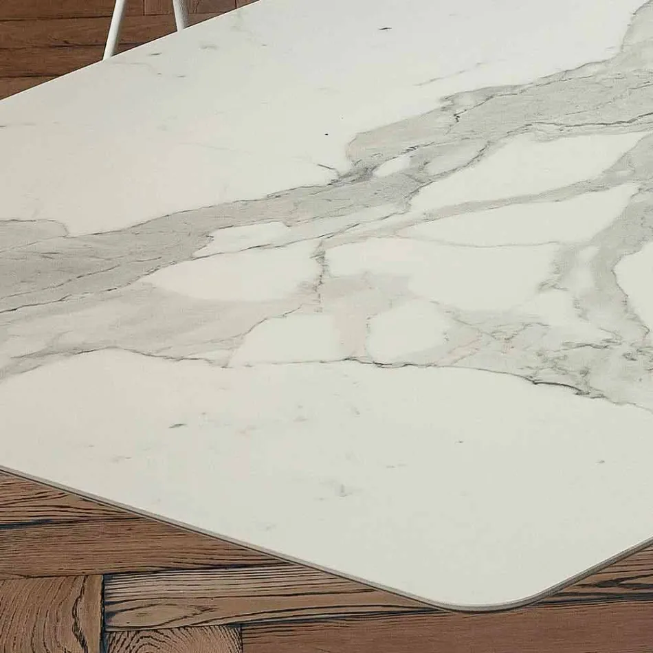 Mesa Barril de Jantar em Laminame e Mármore Sintético Made in Italy - Brontolo Viadurini