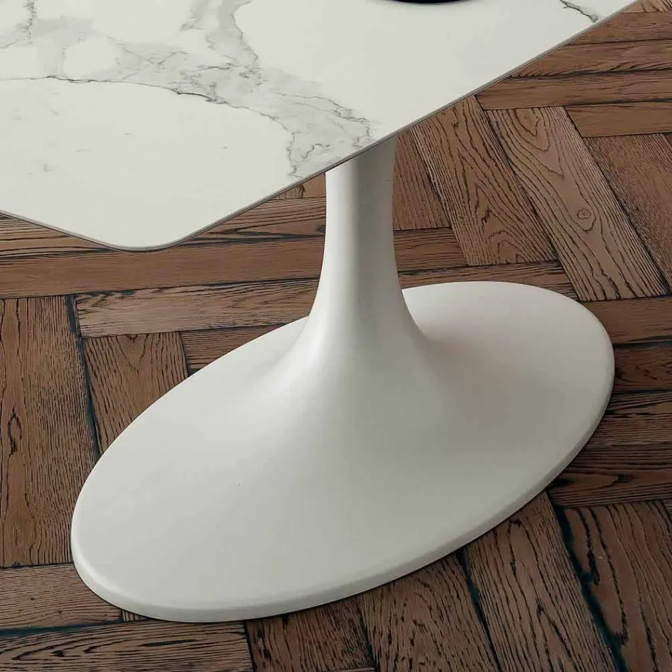 Mesa Barril de Jantar em Laminame e Mármore Sintético Made in Italy - Brontolo Viadurini