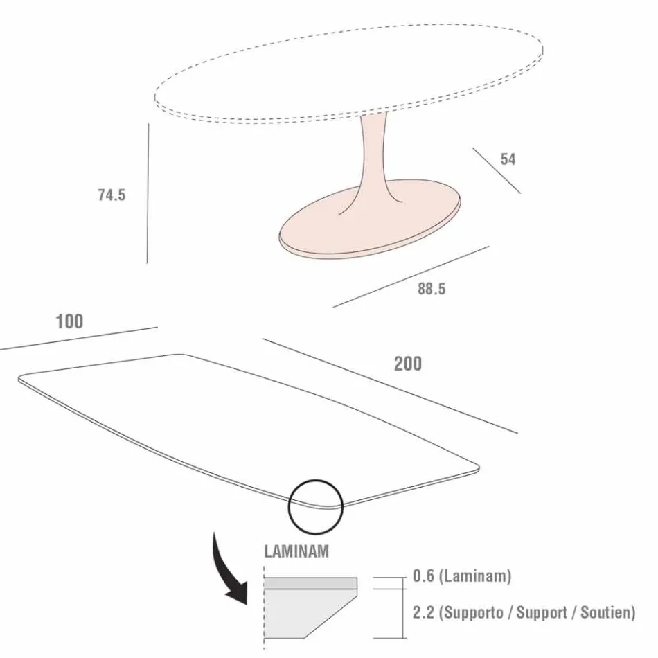 Mesa Barril de Jantar em Laminame e Mármore Sintético Made in Italy - Brontolo Viadurini